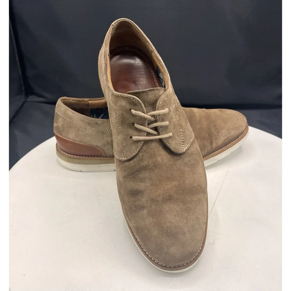 Johnston & Murphy Men’s Tan Suede Lace-Up Derby Sheepskin 8M 20-9558